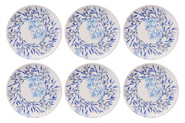 Hermia Set de 6 Platos de Servicio de Cerámica en Azul, Blanco y Aqua, 25.5 x 25.5 x 2.5 Pulgadas